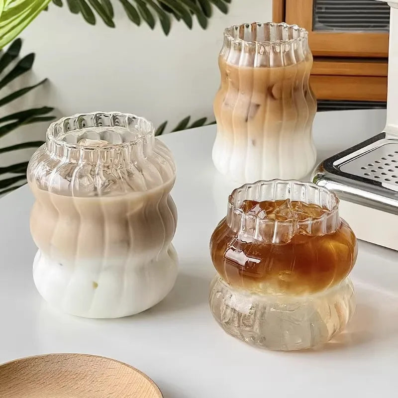 Verre à rayures résistant à la chaleur, verres à eau, gobelet parfait pour le thé, le jus, le lait, le café pour la fête, 530ml, 1PC