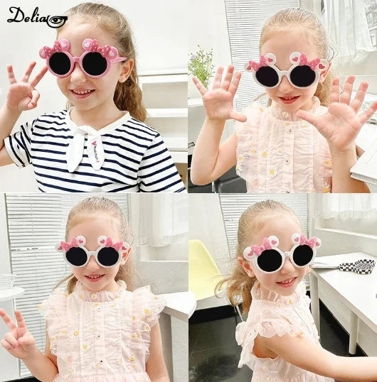 Cartoon Lovely Kids Sunglasses Bear Shape Frame Girls Children Sun Glasses Round Street Beat Baby Boy Eyeglasses Cute Shade