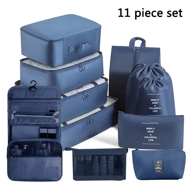 Ensemble de 11pcs Organisateurs de Voyage – Sacs de Rangement pour Vêtements, Articles de Toilette, Chaussures, et Accessoires - Justyol