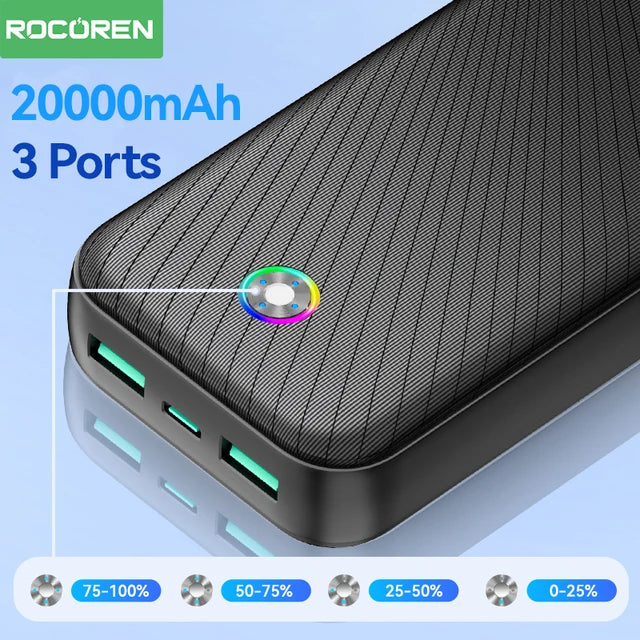 ROCOREN Power Bank 30000mAh PD 35W – Charge Rapide