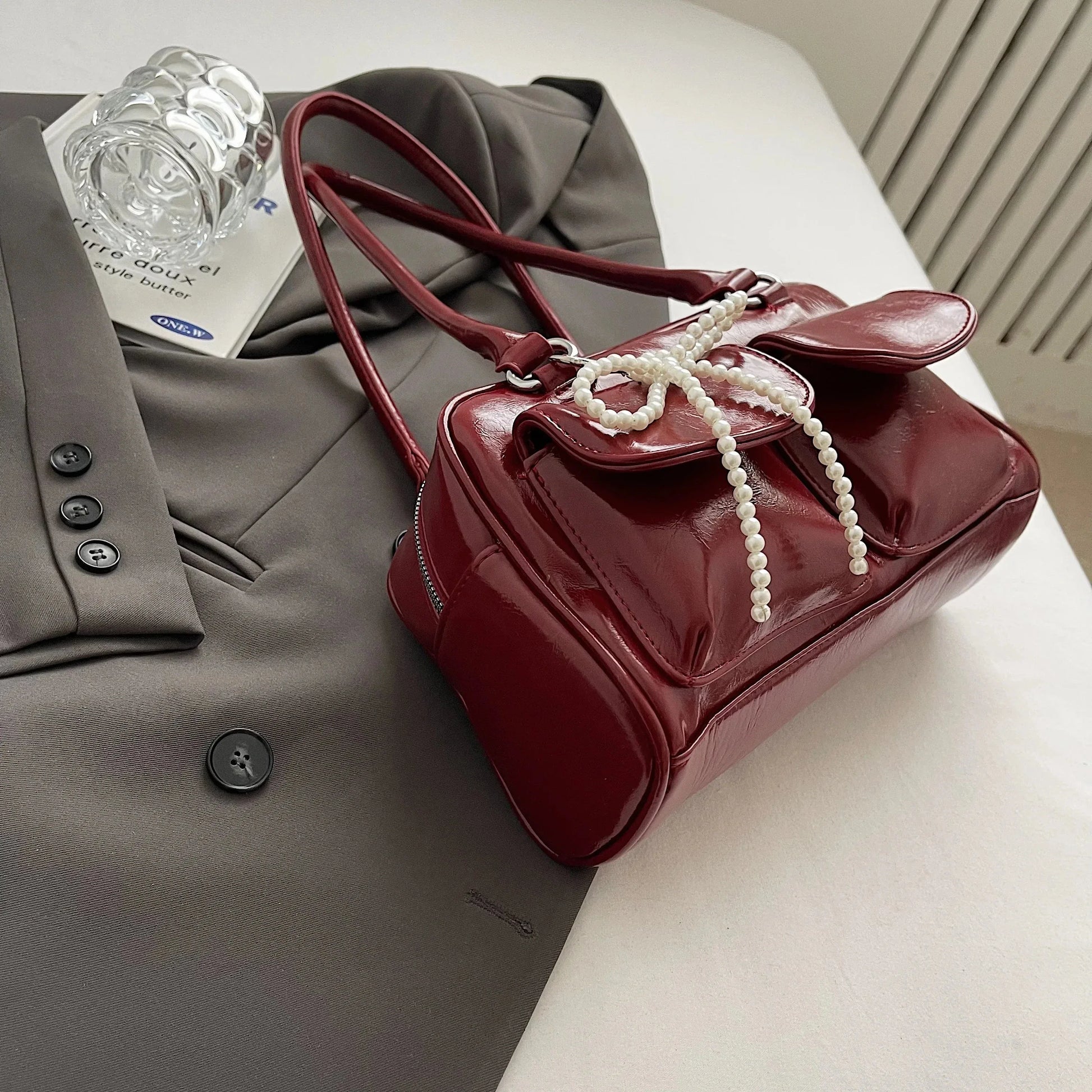 Sac à Main Femme Sous l’Aisselle avec Noeud – Sac Bandoulière Tendance et Polyvalent 2024 - Justyol