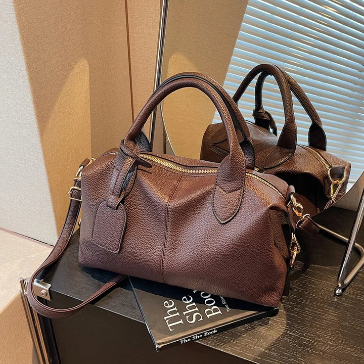 Sac Tote Femme Rétro Grande Capacité – Sac Commuting Texturé Mat
