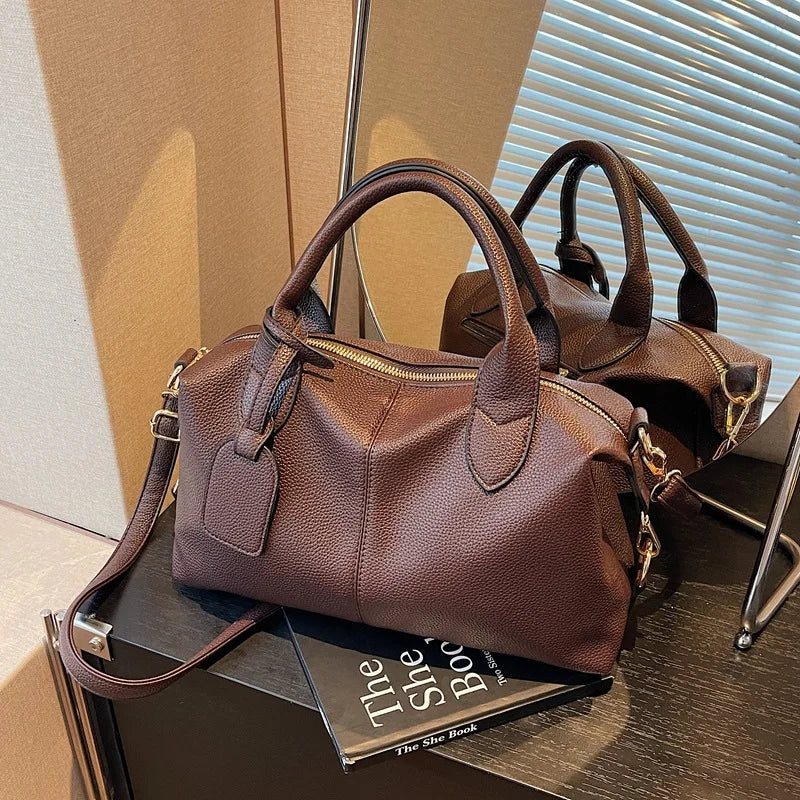 Sac Tote Femme Rétro Grande Capacité – Sac Commuting Texturé Mat