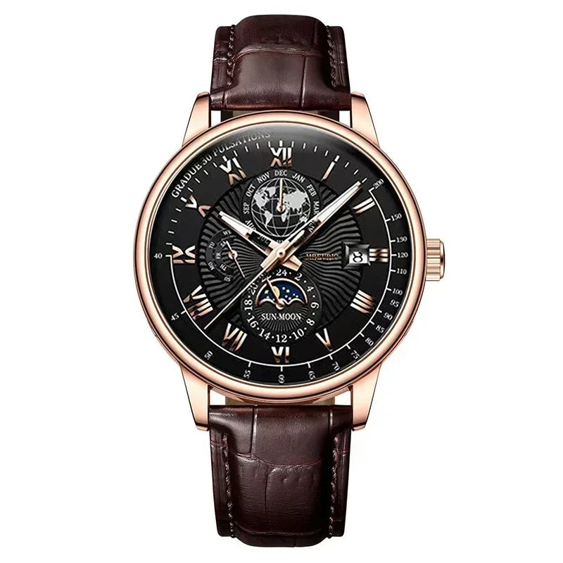 Watches Mens Top Brand Luxury Watch Calendar with Leather Band Fashion Business Quartz Wristwatch Casual Clock Relogio Masculino