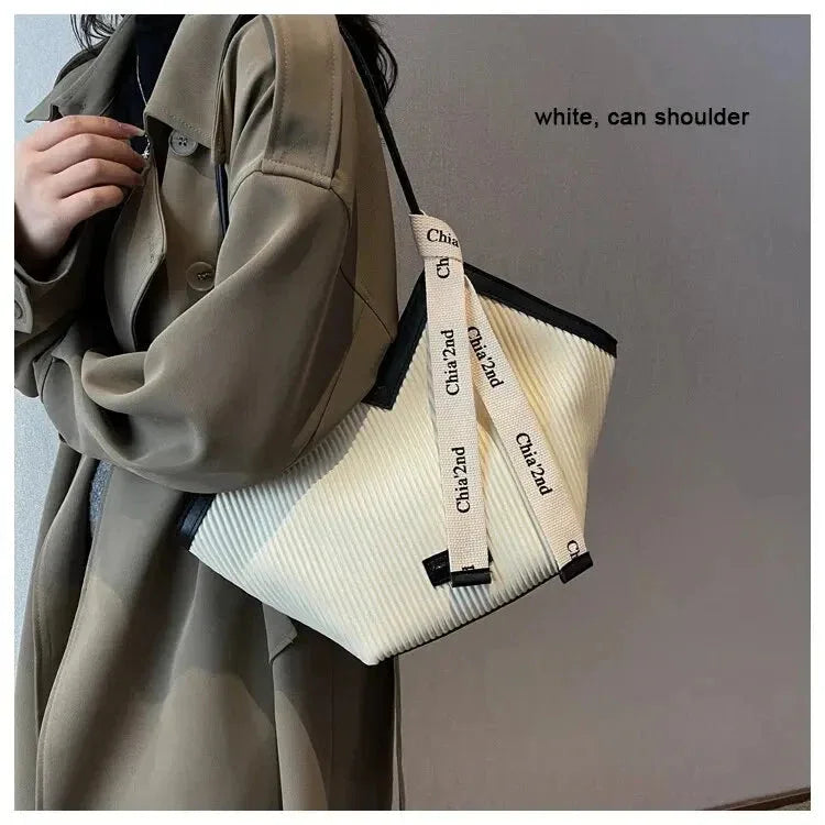 Sac à Main Femme Style Coréen – Sac Tote Casual en Canvas, Sac Bandoulière Commuter et Sac Élégant