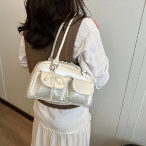 Fashionable Underarm Bow Bag for Women 2024 Korean Edition New Simple Leisure Pillow Bag Trendy Versatile Shoulder Bag MU Group