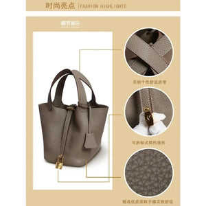 New lychee patterned bucket bag, women's handbag, Picotin bag MU Group