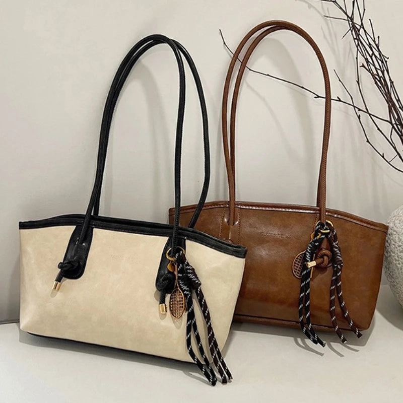 Sac à Main Femme Simple et Tendance – Sac à Bandoulière PU Cuir, Grand Sac Tote Multifonction