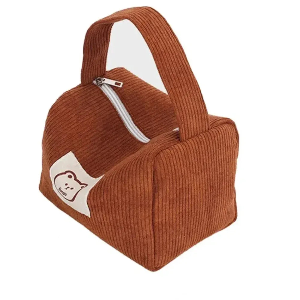Sac à Maquillage Femme – Sac Cosmétique en Corduroy Doux, Sac Tendance Large Capacité avec Poignée - Justyol