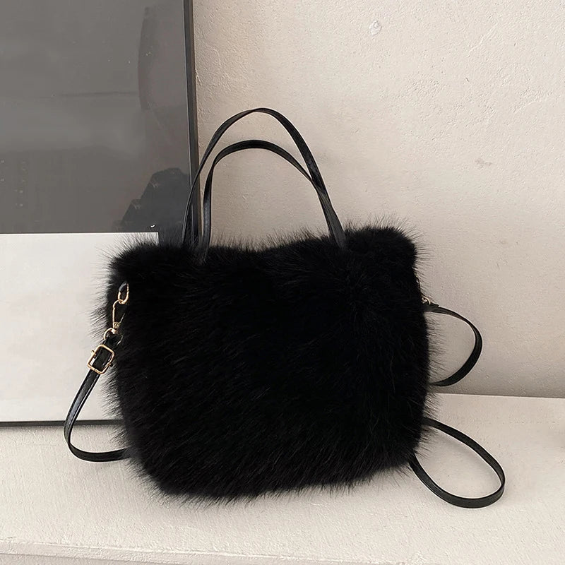 Sac à Main Femme – Sac Fourrure Synthétique Hiver
