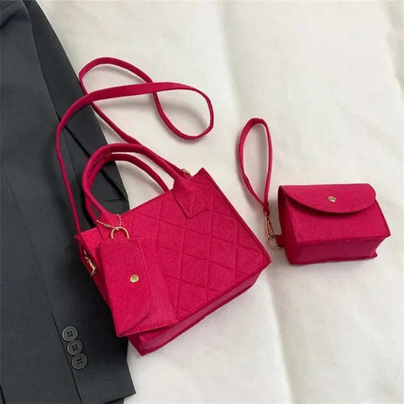 Ensemble 3pcs Sac à Main Femme Embossé – Sac Bandoulière, Pochette et Portefeuille, Sac Carré Unicolore - Justyol