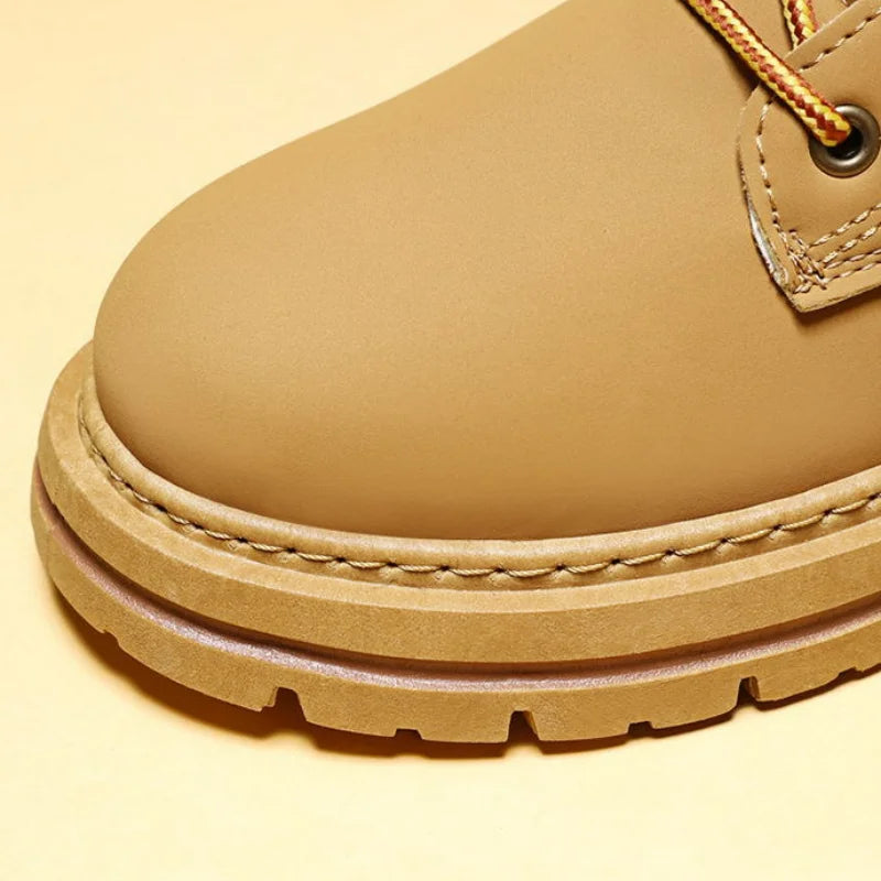 Men's Boots High Top Ankle Boots Trend Men Shoes Non-Slip Lace-Up Leather Shoes Men Wear-Resistant Hiking Boot Botas Para Hombre MU Group