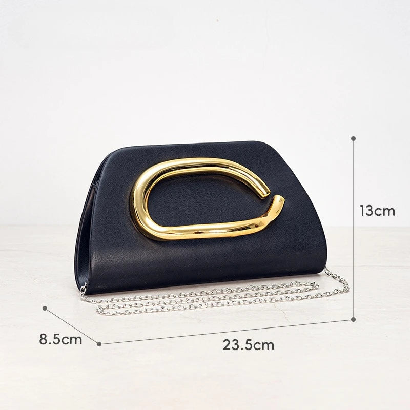 Pochette Femme Chic en Forme de Boîte – Sac Soirée avec Fermeture Métal Doré