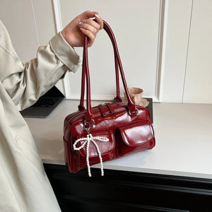 Fashionable Underarm Bow Bag for Women 2024 Korean Edition New Simple Leisure Pillow Bag Trendy Versatile Shoulder Bag MU Group