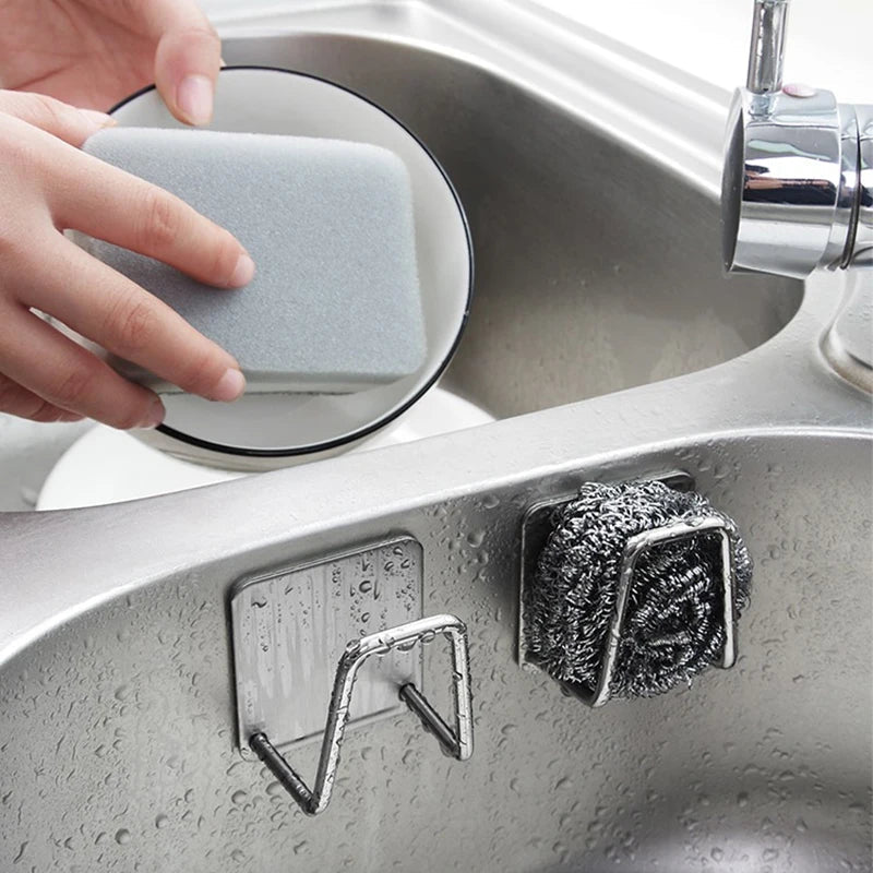Stainless Steel Sink Sponge Rack For Sponge Steel Wire Ball Draining Paste The Inner Wall Of The Sink Kitchen Supplies MU Group
