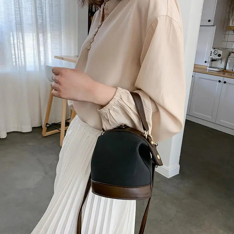 Sac à Main Fille Tendance Coréen en Cuir PU – Sac Seau à Bandoulière