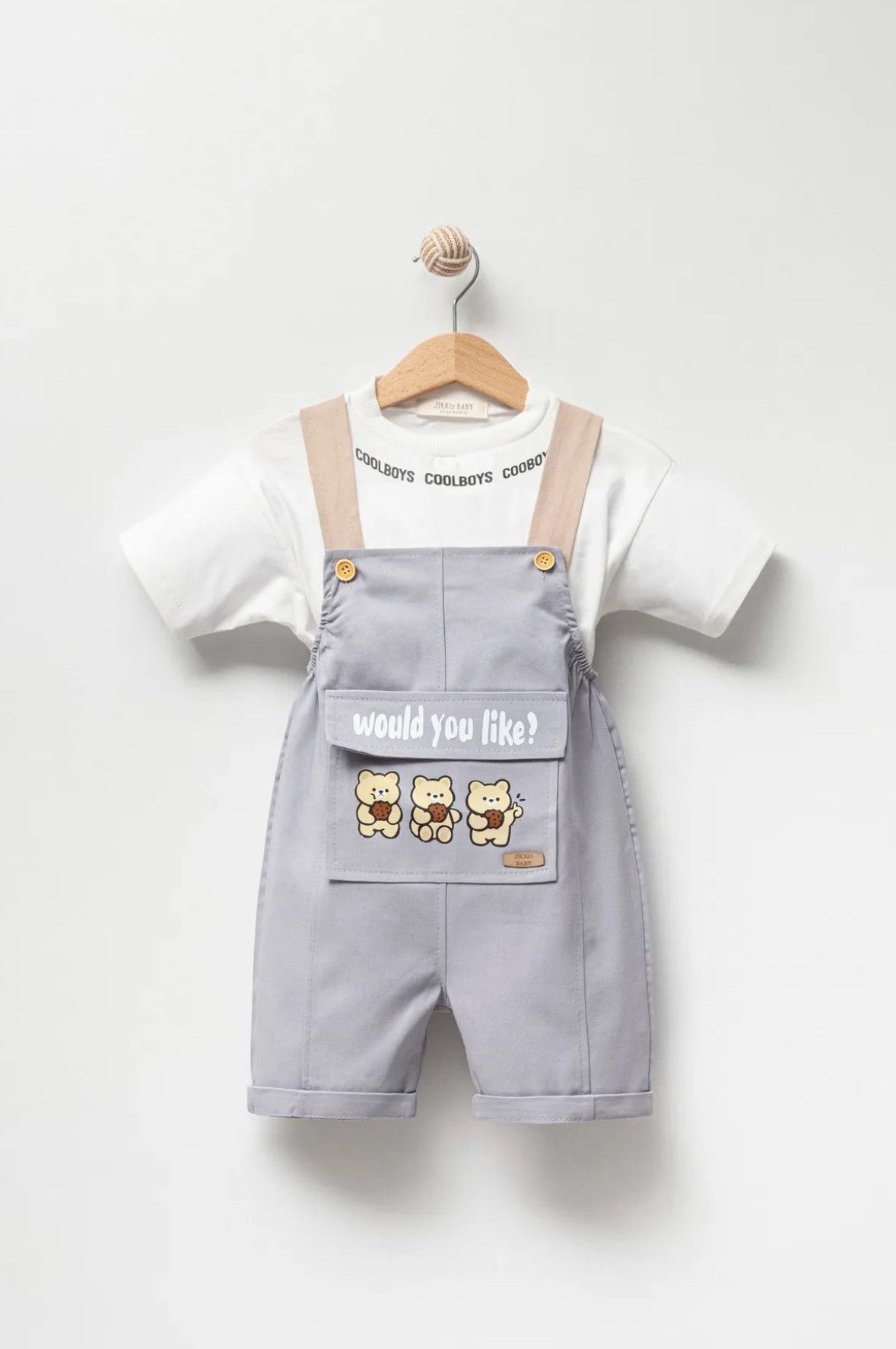 <tc>Ensemble de salopette avec ourson (2 pièces)</tc>