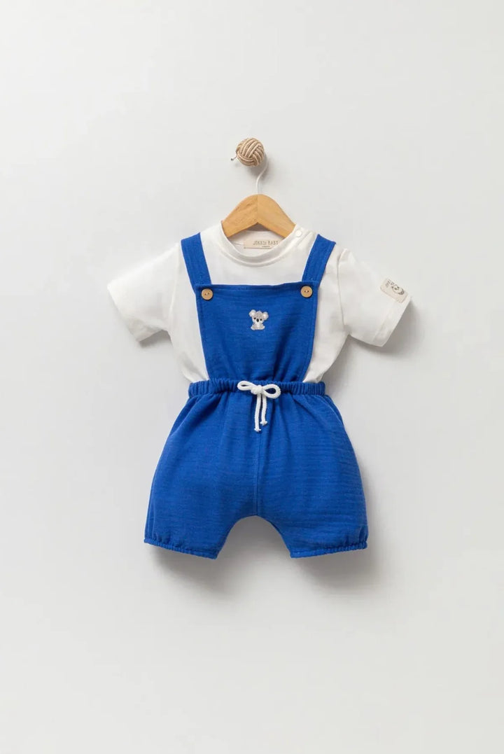 Ensemble bébé garçon salopette en mousseline brodée koala