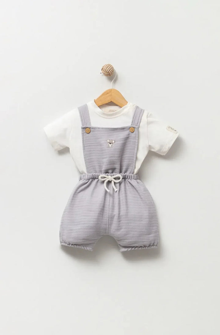 Ensemble bébé garçon salopette en mousseline brodée koala