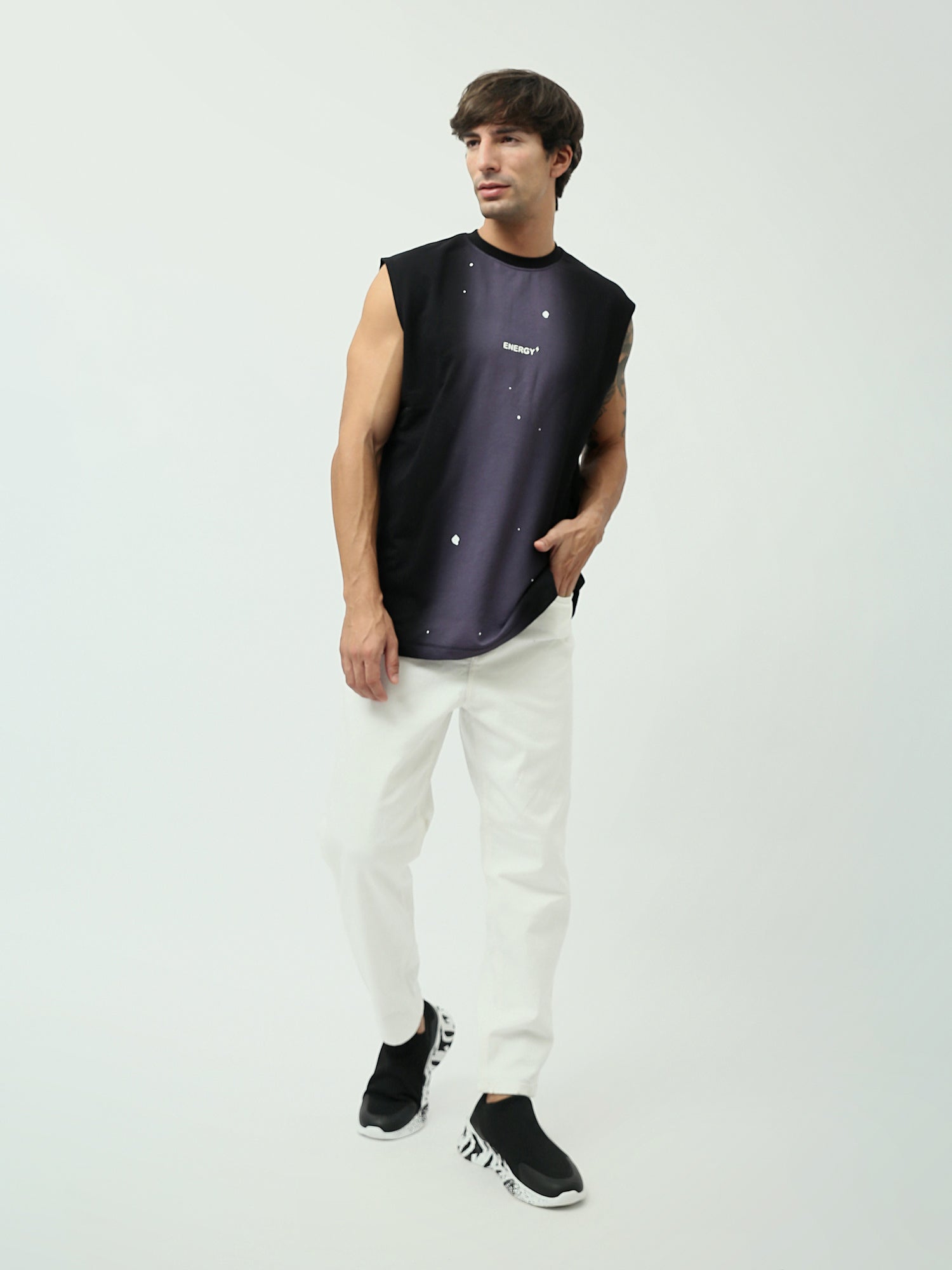 T-shirt Sans Manches Homme "Energy" Noir -TNK24SPRO20983TM1
