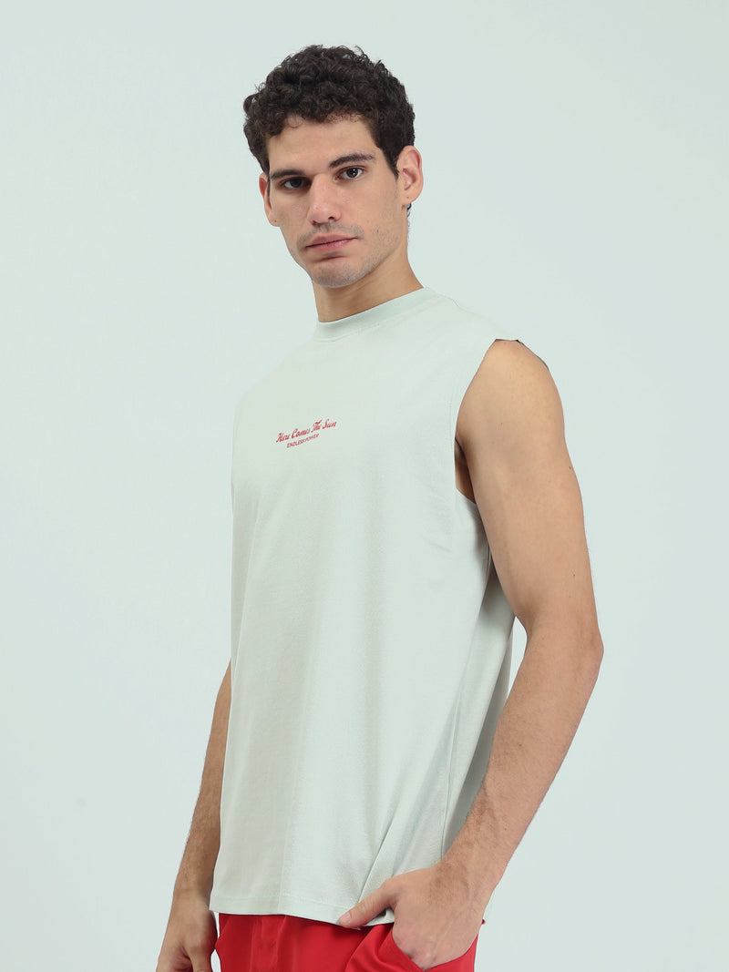 T-shirt homme sans manches avec imprimé au dos moderne – coupe confortable – TNK25SPRO20480TM1