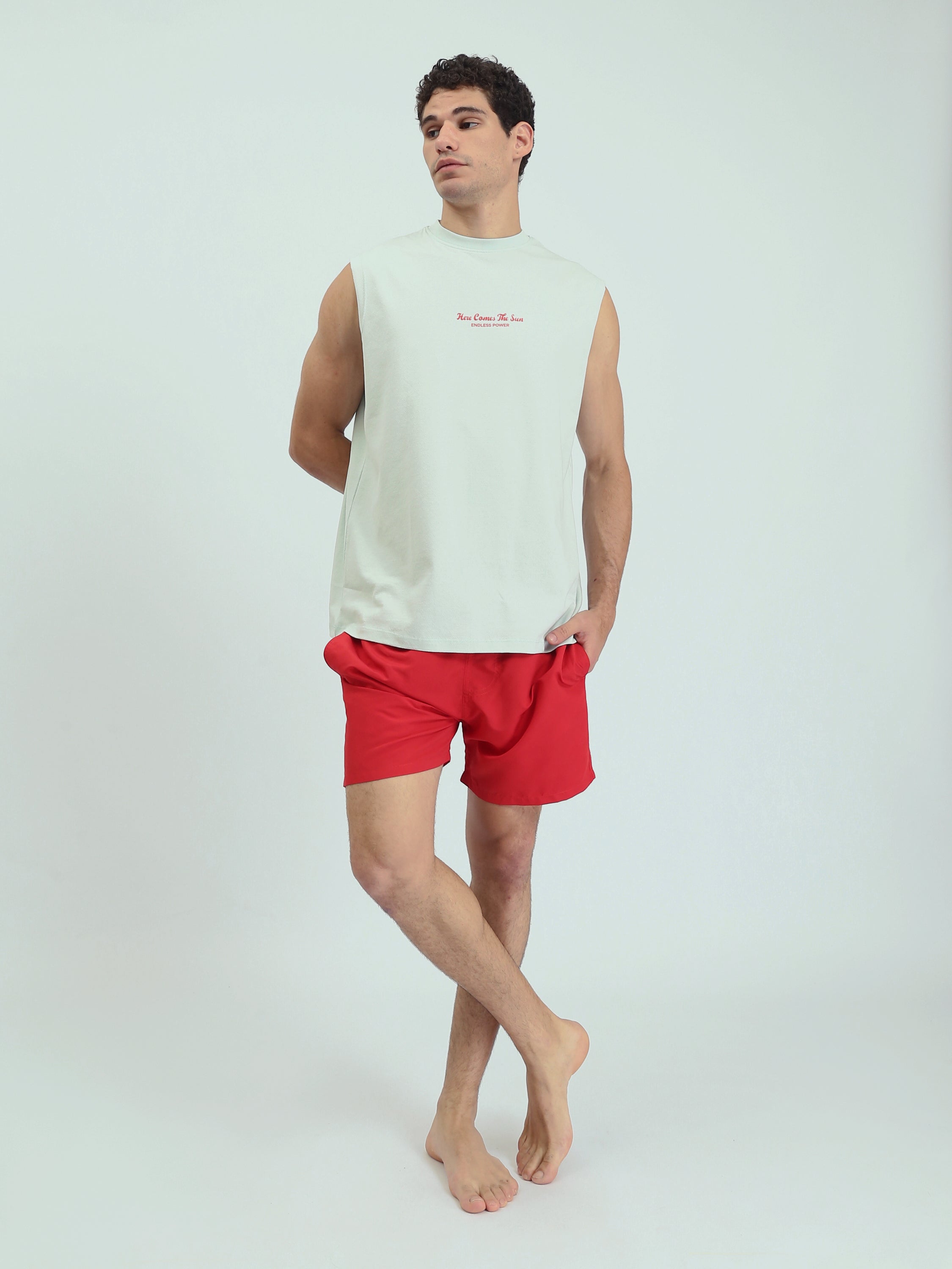 T-shirt homme sans manches avec imprimé au dos moderne – coupe confortable – TNK25SPRO20480TM1