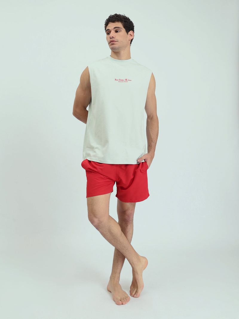 T-shirt homme sans manches avec imprimé au dos moderne – coupe confortable – TNK25SPRO20480TM1