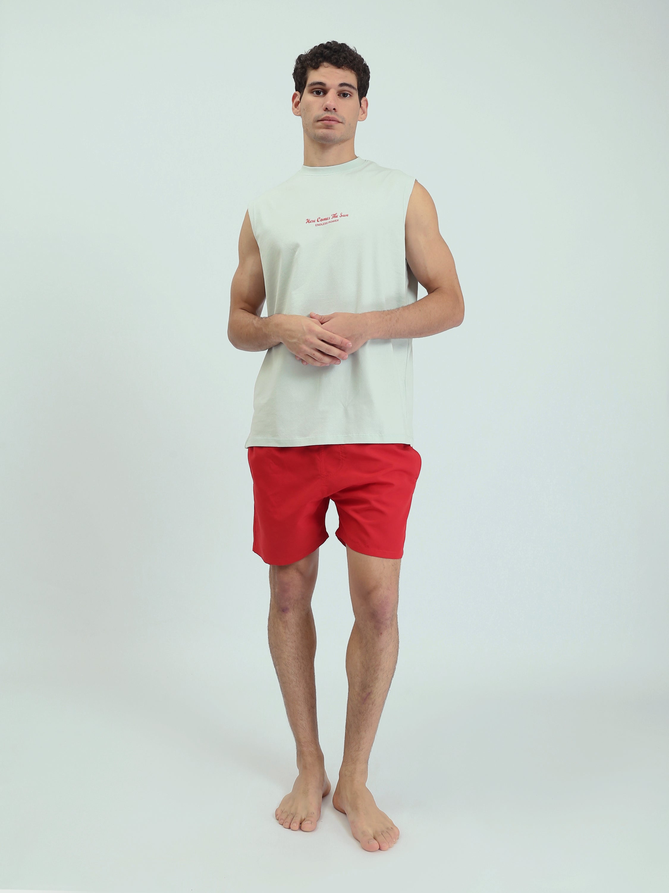 T-shirt homme sans manches avec imprimé au dos moderne – coupe confortable – TNK25SPRO20480TM1