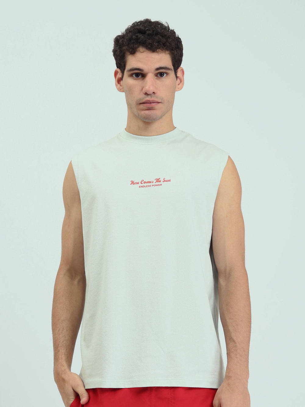 T-shirt homme sans manches avec imprimé au dos moderne – coupe confortable – TNK25SPRO20480TM1