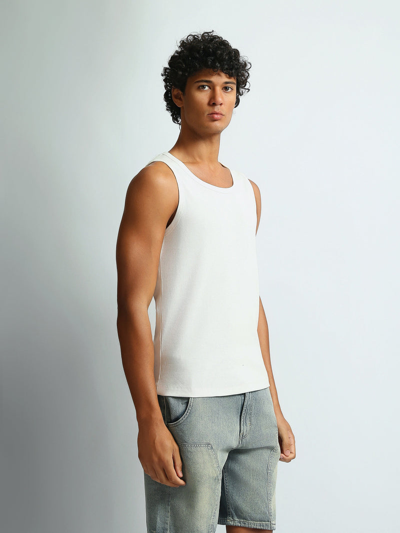 Débardeur Homme Regular Fit à Col Rond en Maille Côtelée - TNK26S20800001TM1