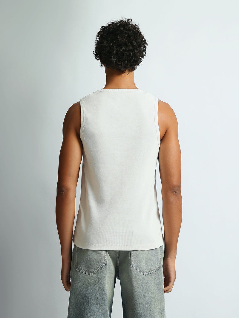Débardeur Homme Regular Fit à Col Rond en Maille Côtelée - TNK26S20800001TM1