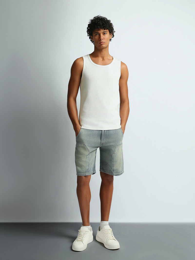 Débardeur Homme Regular Fit à Col Rond en Maille Côtelée - TNK26S20800001TM1