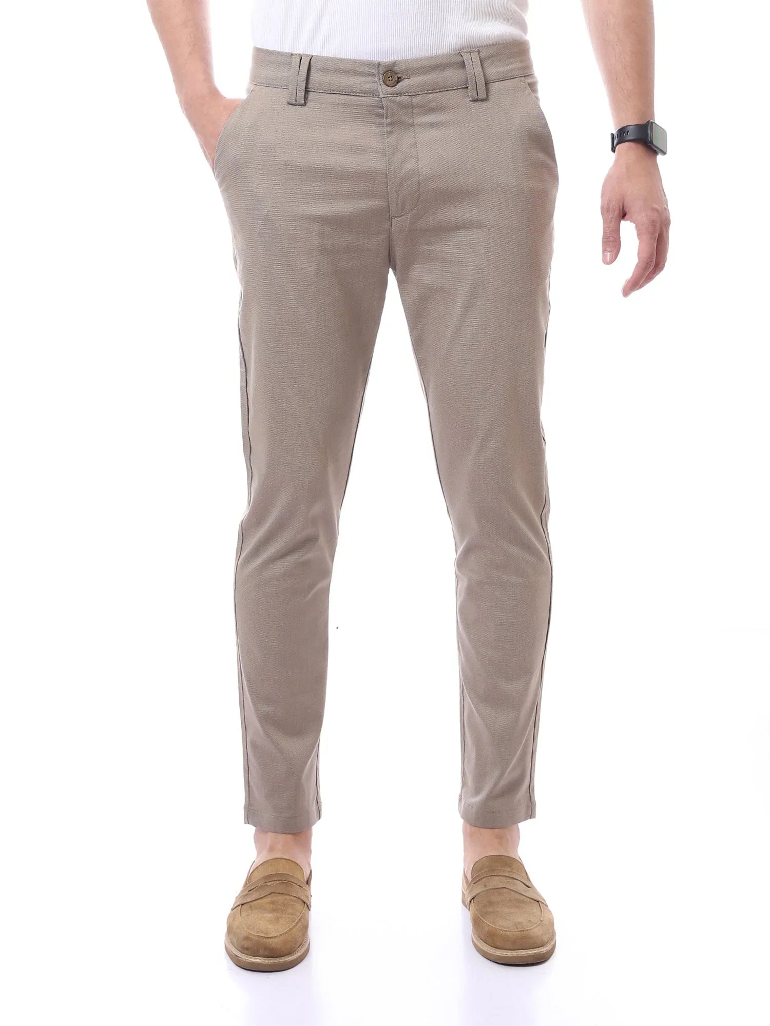 بنطلون رجالي قماش بتصميم عصري - TRO22SFGA23573TM1