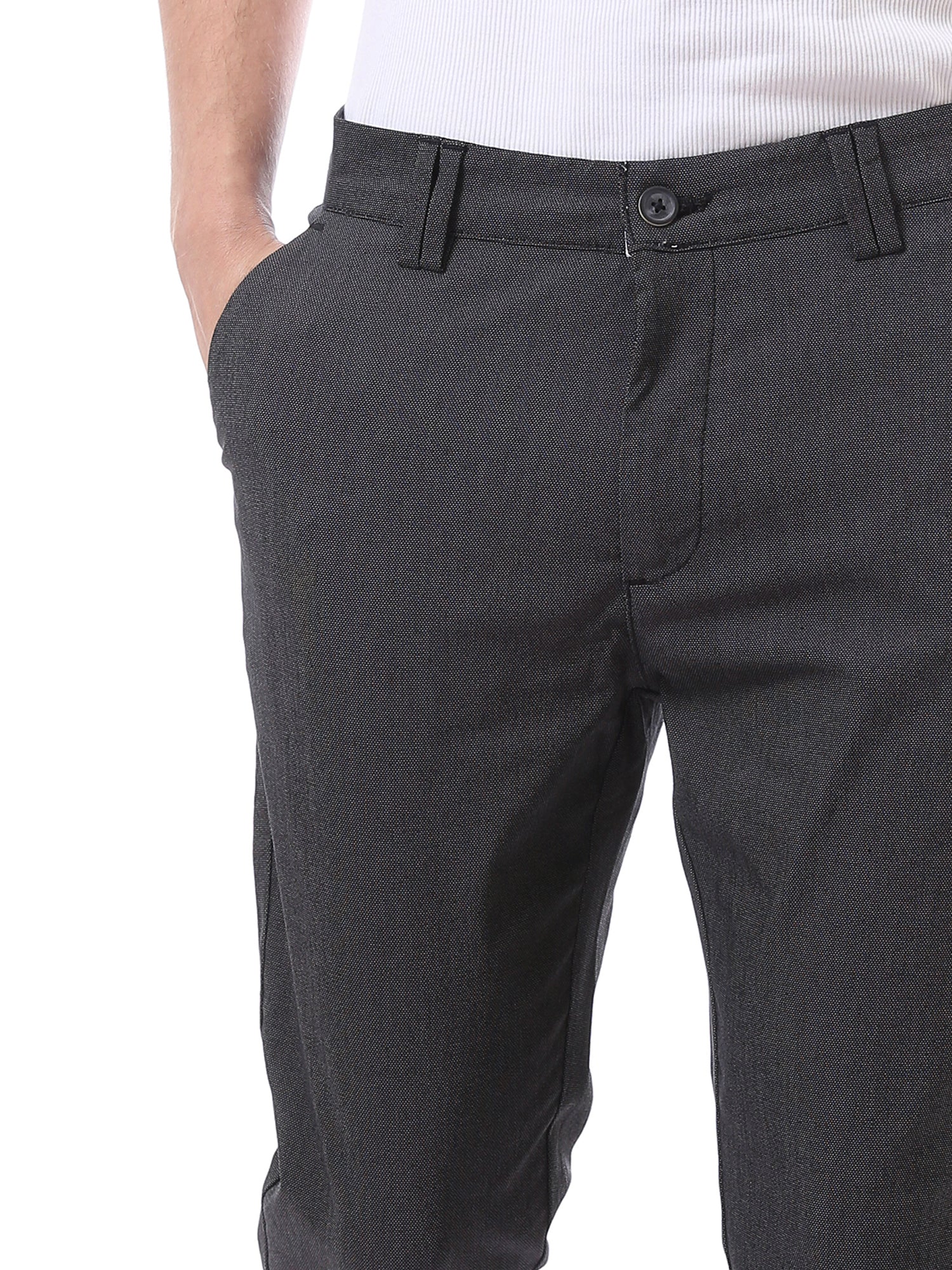 بنطلون رجالي قماش بتصميم عصري - TRO22SFGA23573TM1