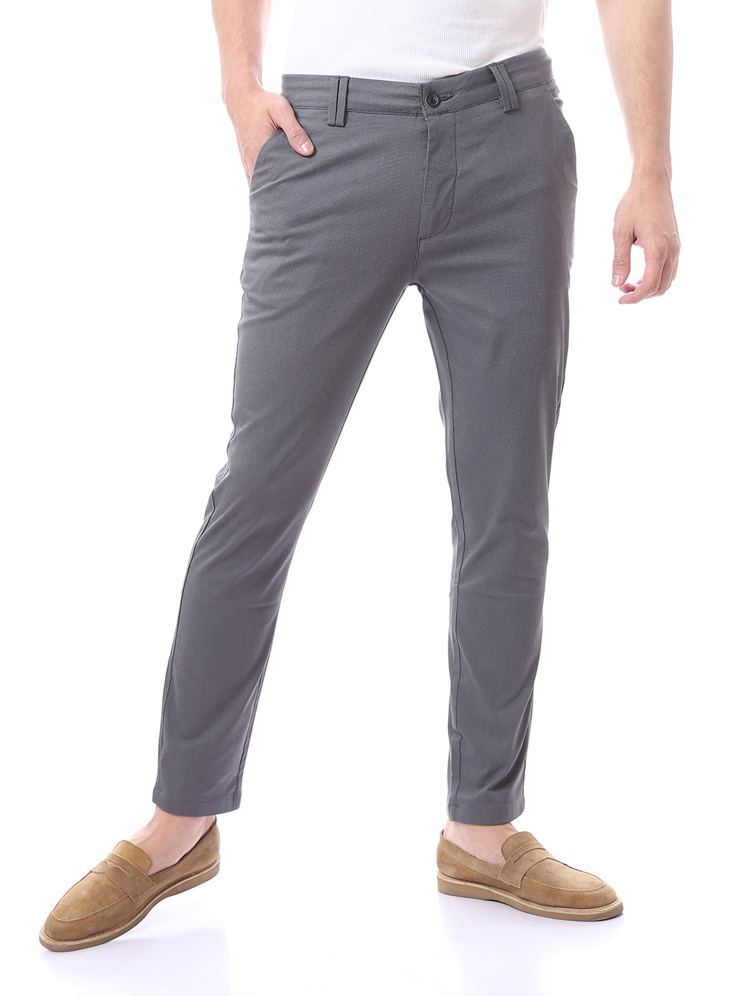 بنطلون رجالي قماش بتصميم عصري - TRO22SFGA23573TM1