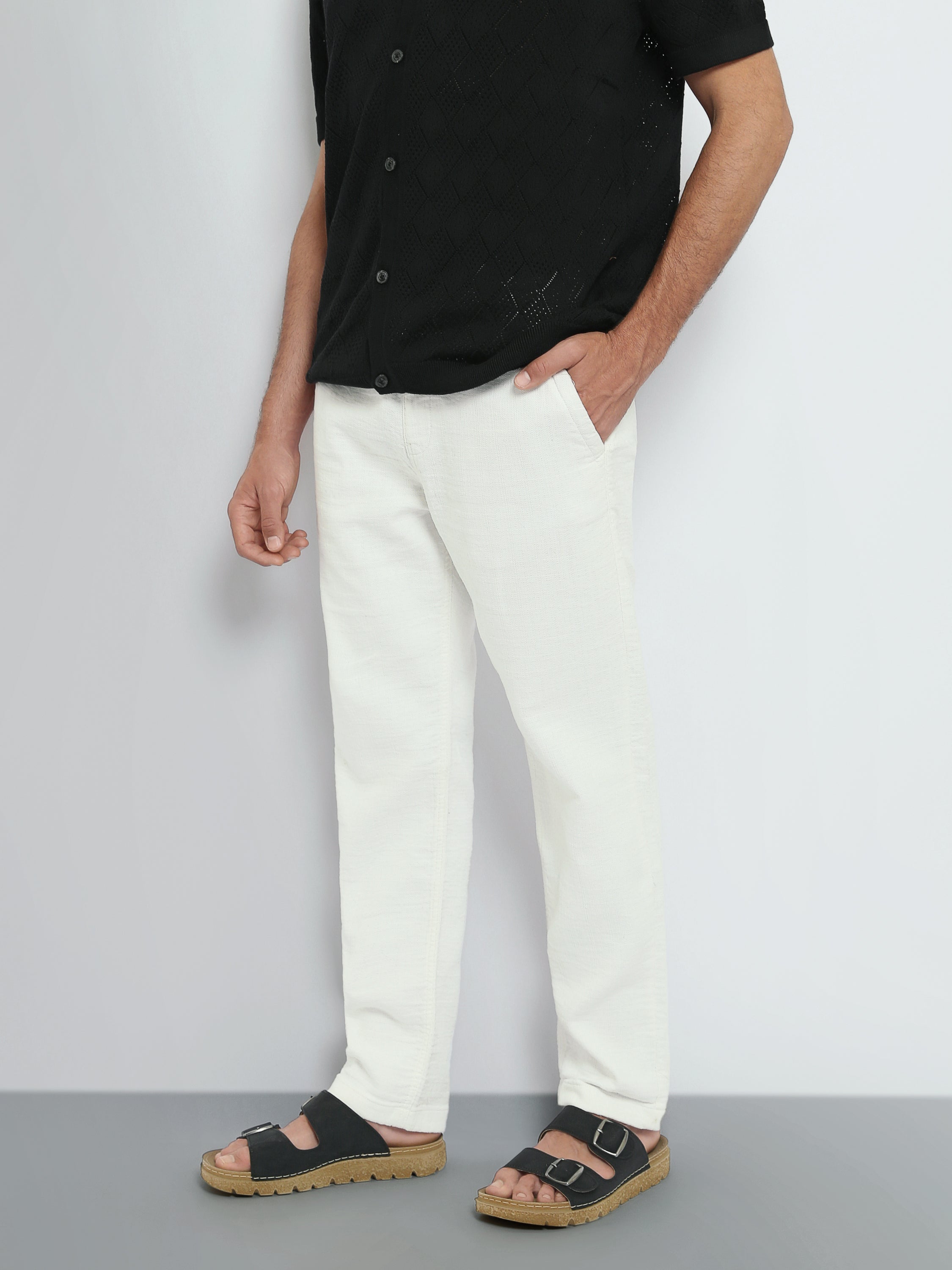 Pantalon Homme Texturé à Coupe Droite – Style Casual Chic - TRO26S23700004TM1