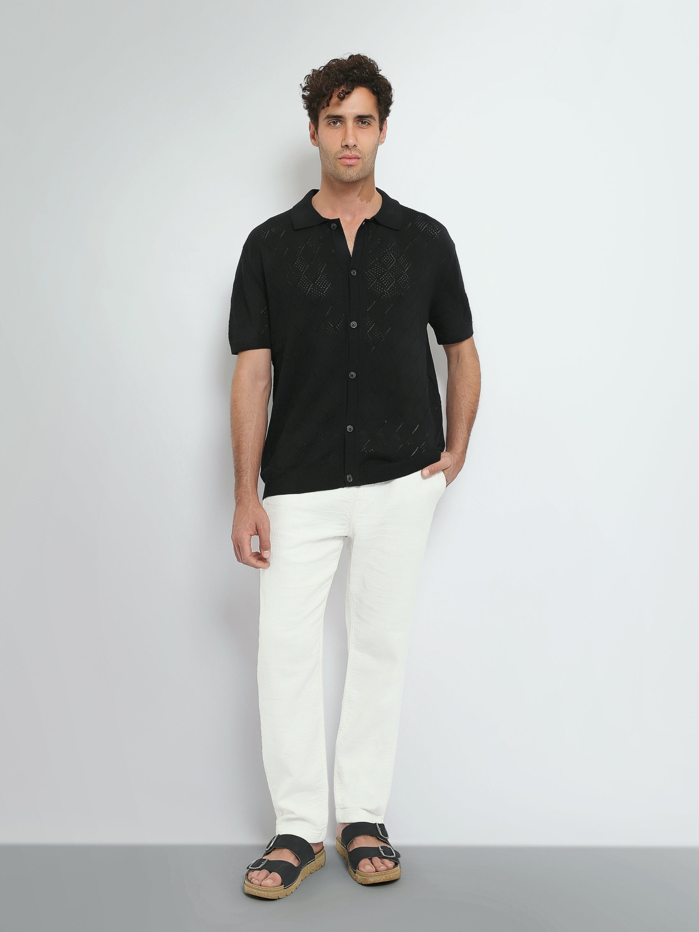 Pantalon Homme Texturé à Coupe Droite – Style Casual Chic - TRO26S23700004TM1