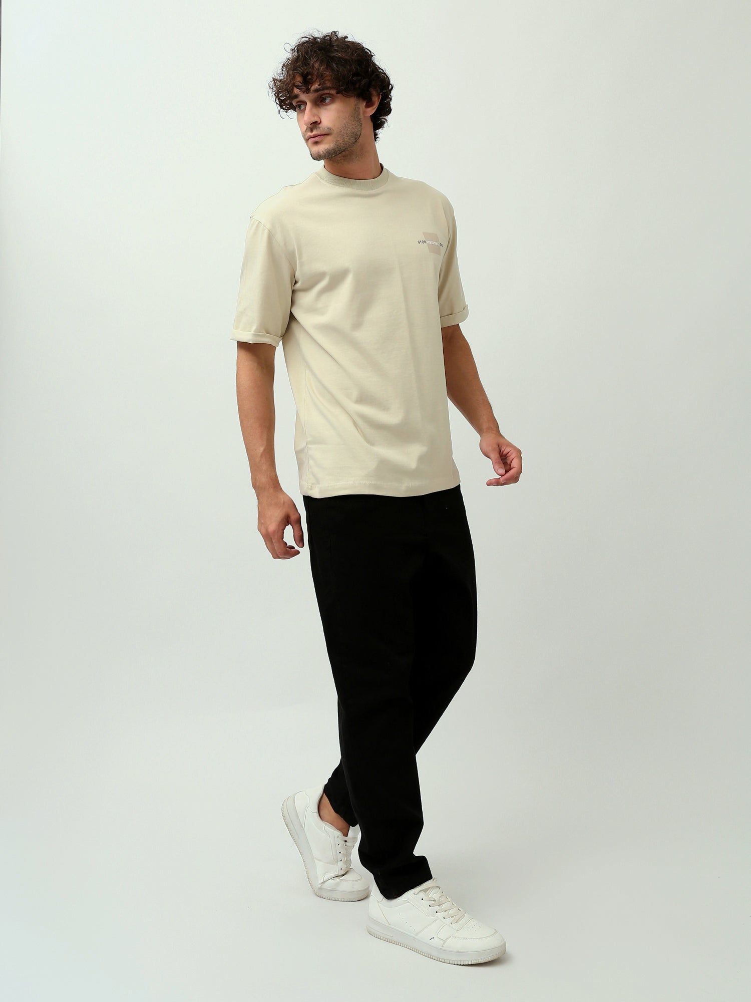 T-shirt homme beige avec imprimé motivationnel - TSH24ABRO20201TM1