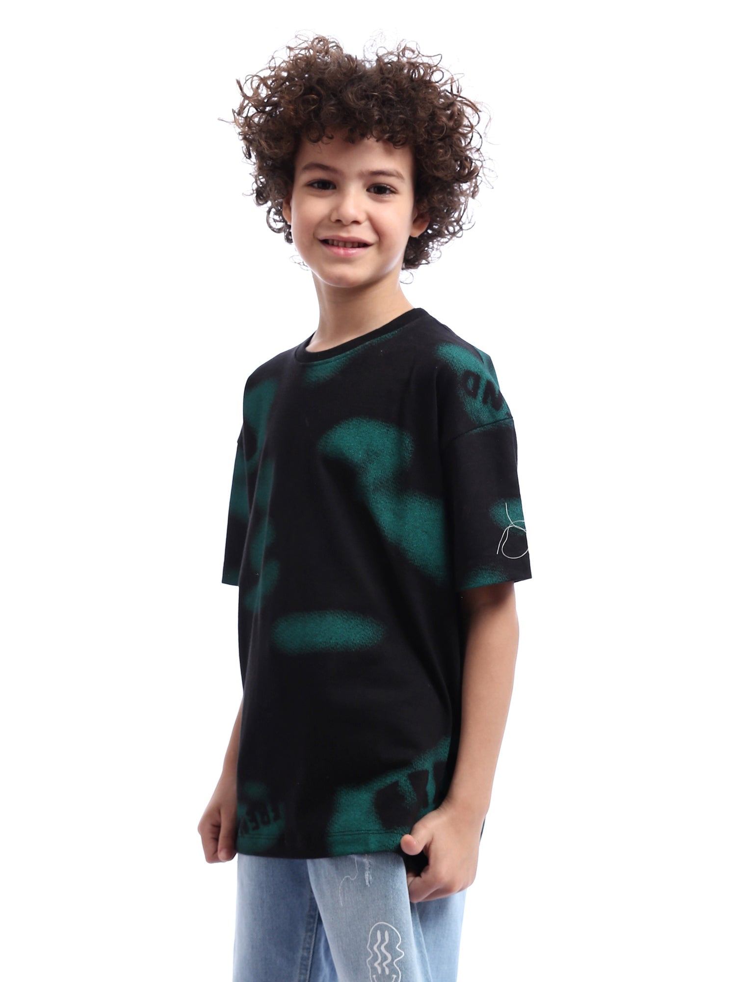 T-shirt pour garçon noir avec design distinctif -TSH24SARO20022TB1