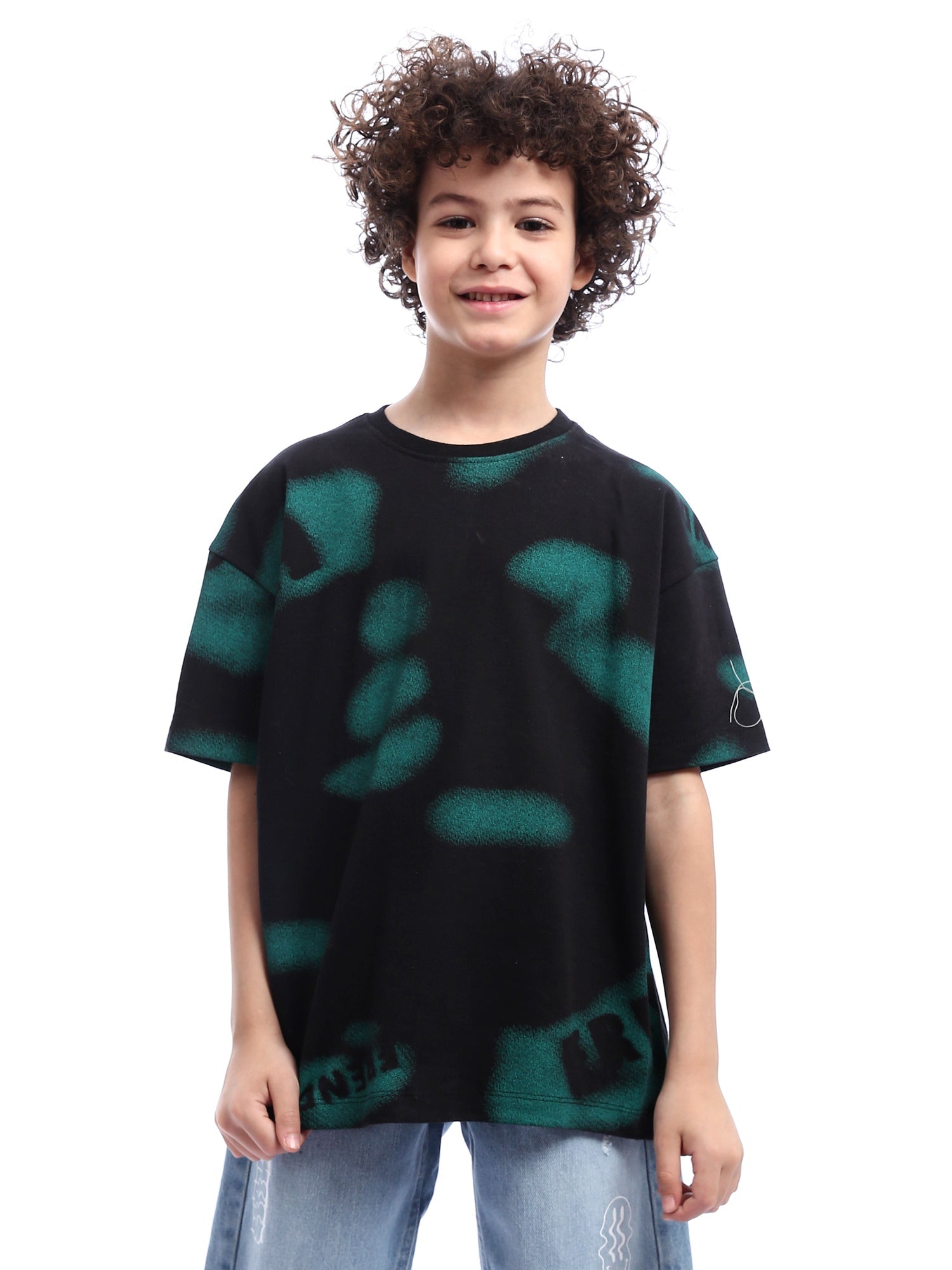 T-shirt pour garçon noir avec design distinctif -TSH24SARO20022TB1