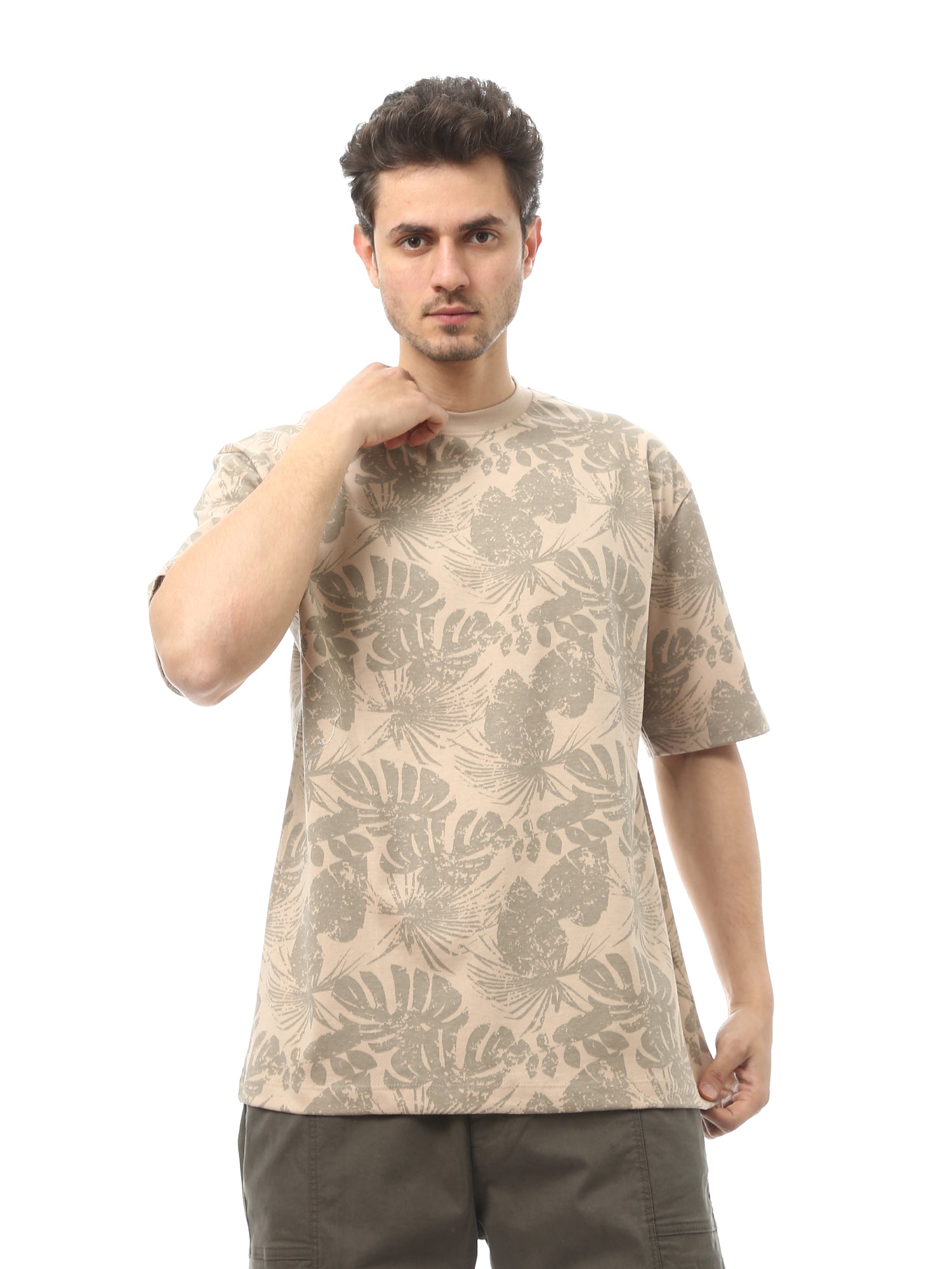 T-shirt pour hommes à manches courtes, motif tropical - TSH24SARO20985TM1