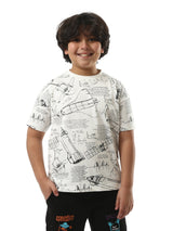 T-shirt garçon oversize imprimé avec motifs spatiaux – Design moderne et confortable - TSH24SARO32638TB1
