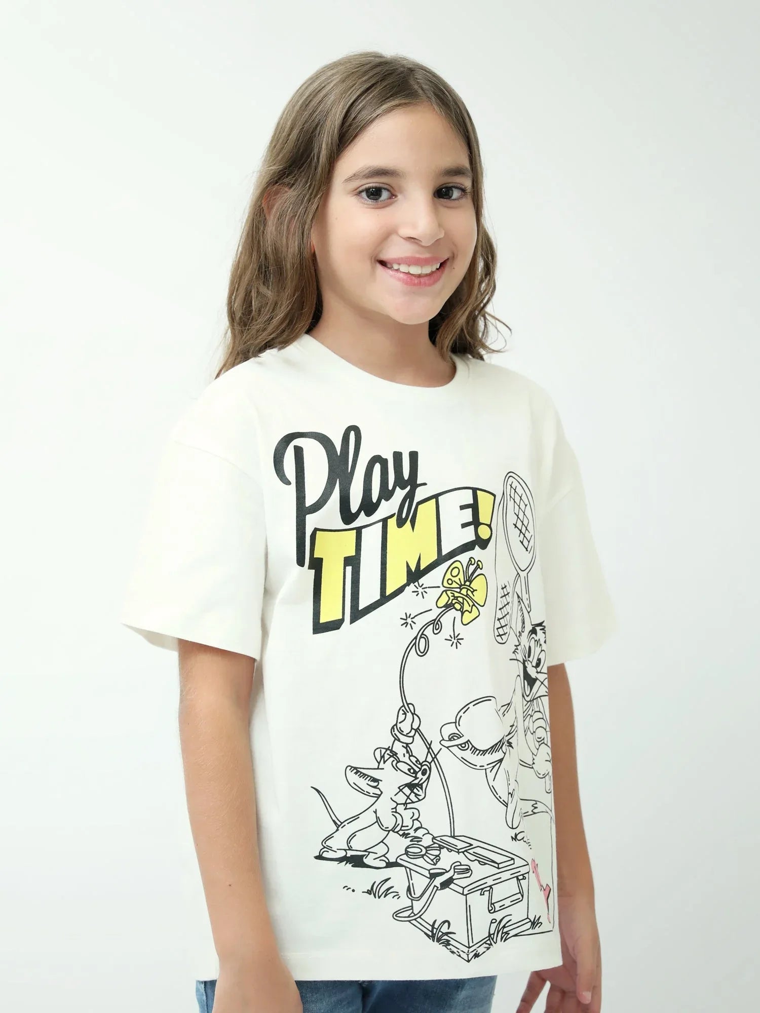 T-shirt fille blanc Tom & Jerry Play Time imprimé manches courtes - TSH24SARO70915MG1 - Justyol
