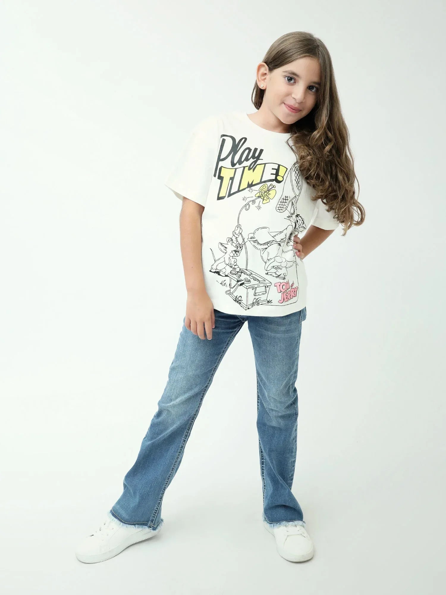 T-shirt fille blanc Tom & Jerry Play Time imprimé manches courtes - TSH24SARO70915MG1 - Justyol