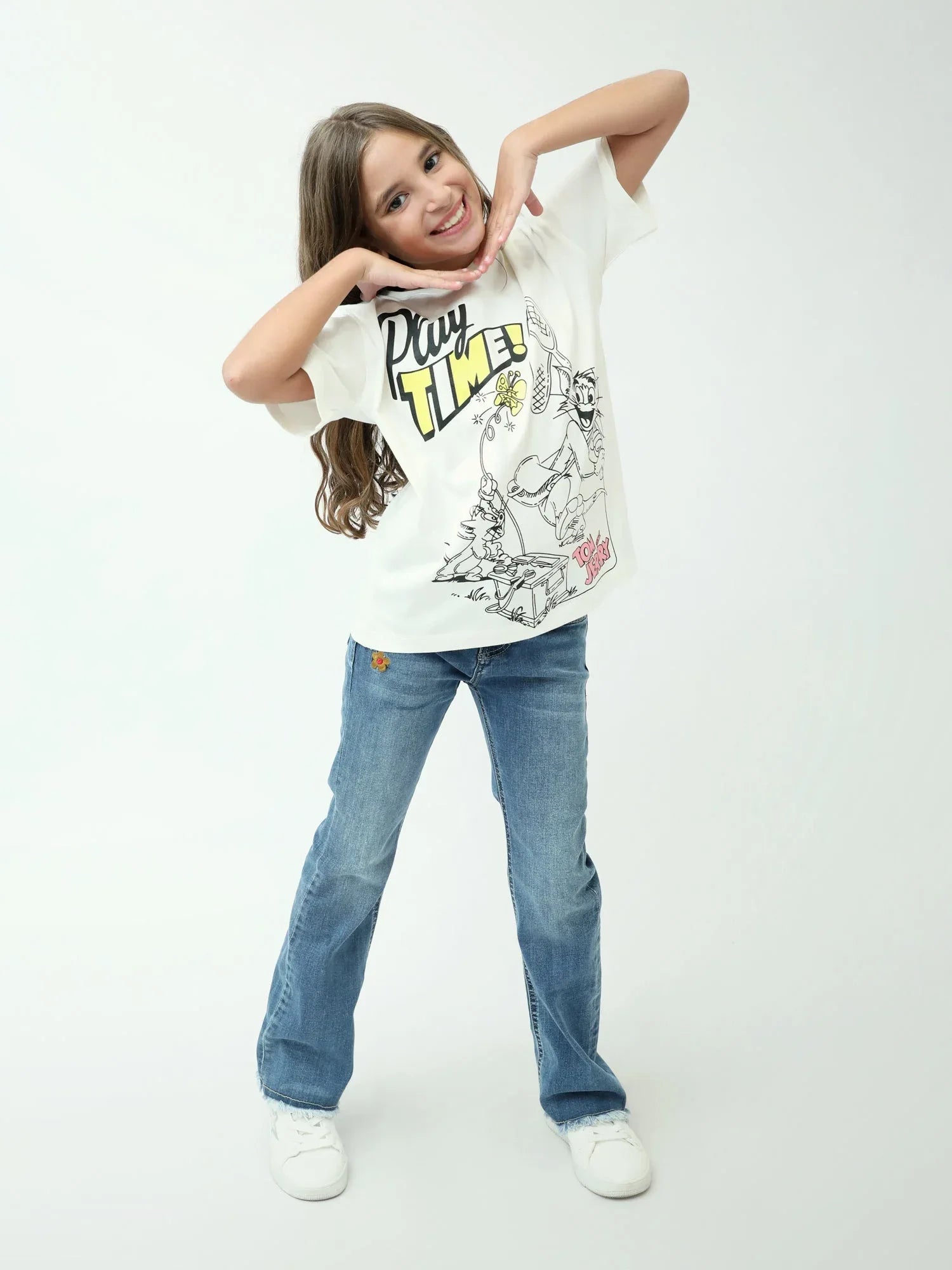 T-shirt fille blanc Tom & Jerry Play Time imprimé manches courtes - TSH24SARO70915MG1 - Justyol