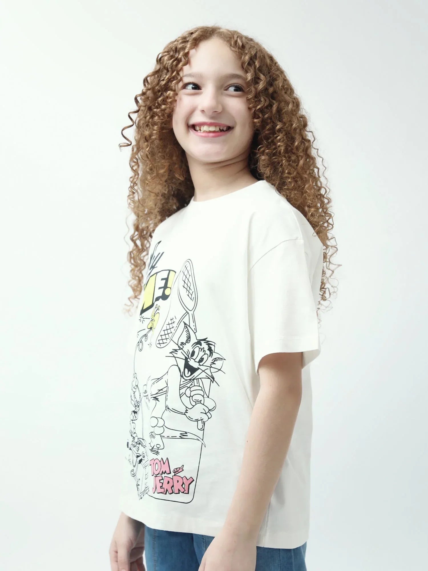 T-shirt ado fille blanc cassé imprimé Tom & Jerry Way Time - TSH24SARO70915MR1 - Justyol