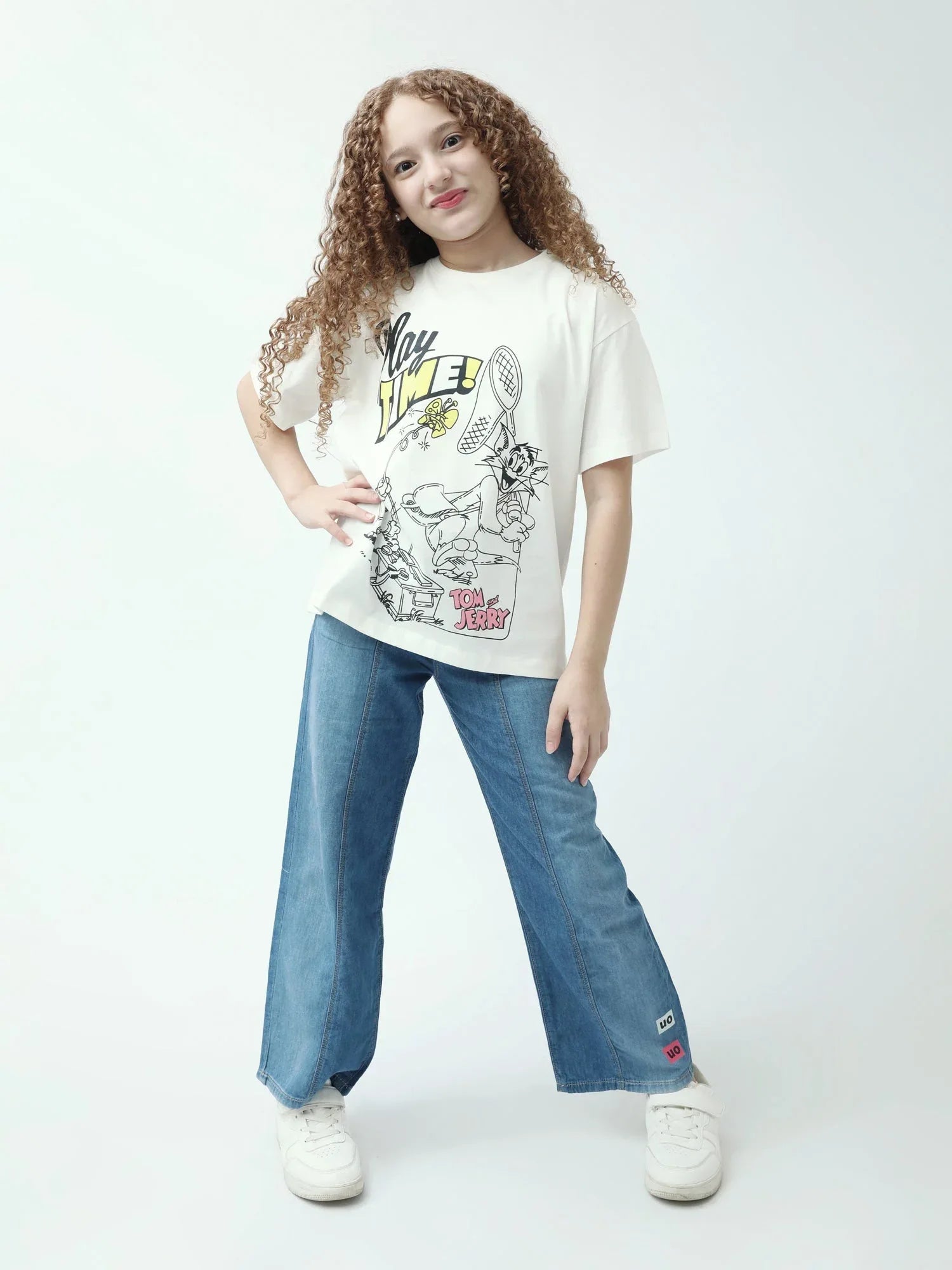 T-shirt ado fille blanc cassé imprimé Tom & Jerry Way Time - TSH24SARO70915MR1 - Justyol