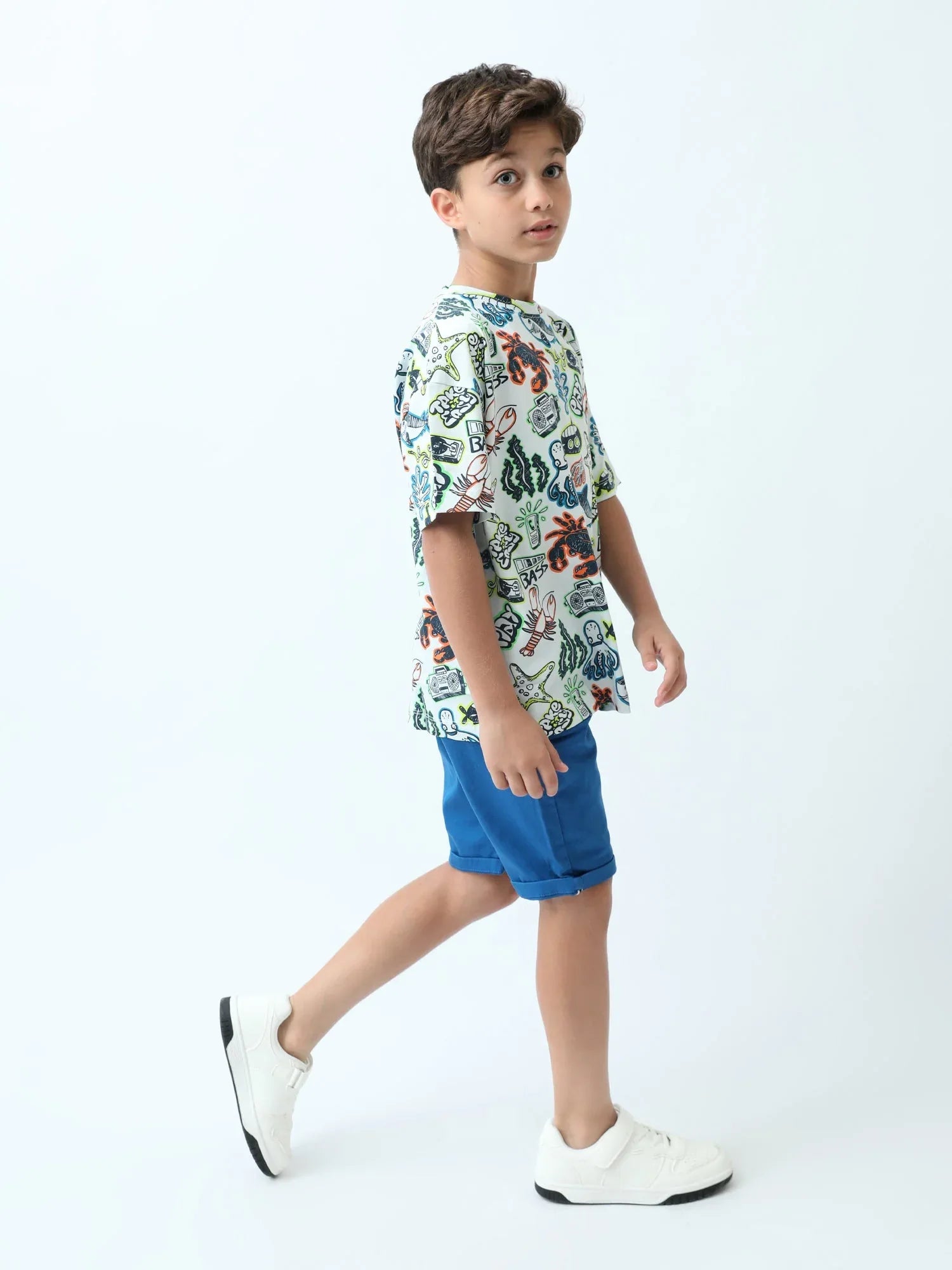 T-shirt ado garçon imprimé océan streetwear manches courtes - TSH24SARO75247MJ1 - Justyol