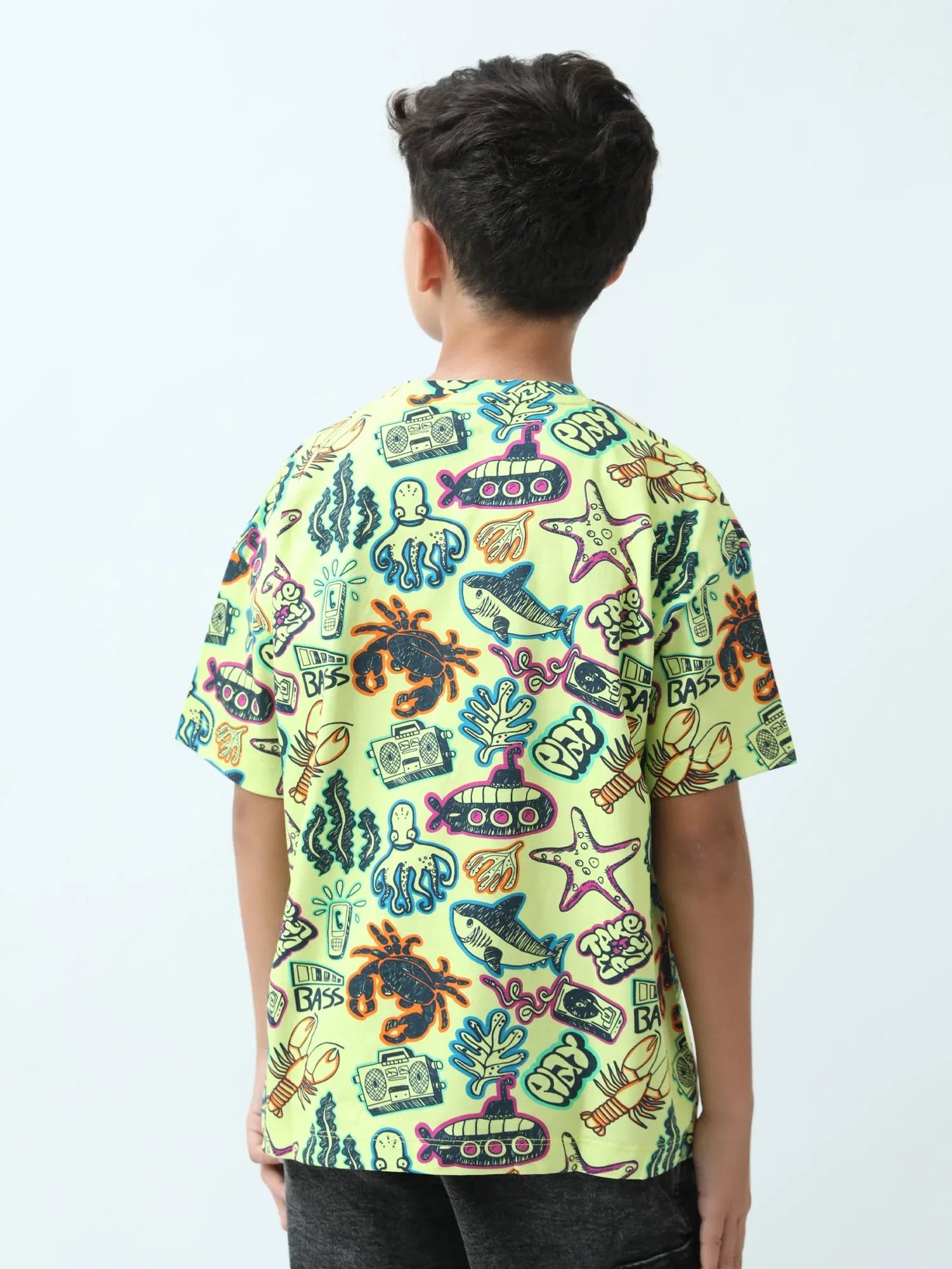 T-shirt ado garçon imprimé océan streetwear manches courtes - TSH24SARO75247MJ1 - Justyol