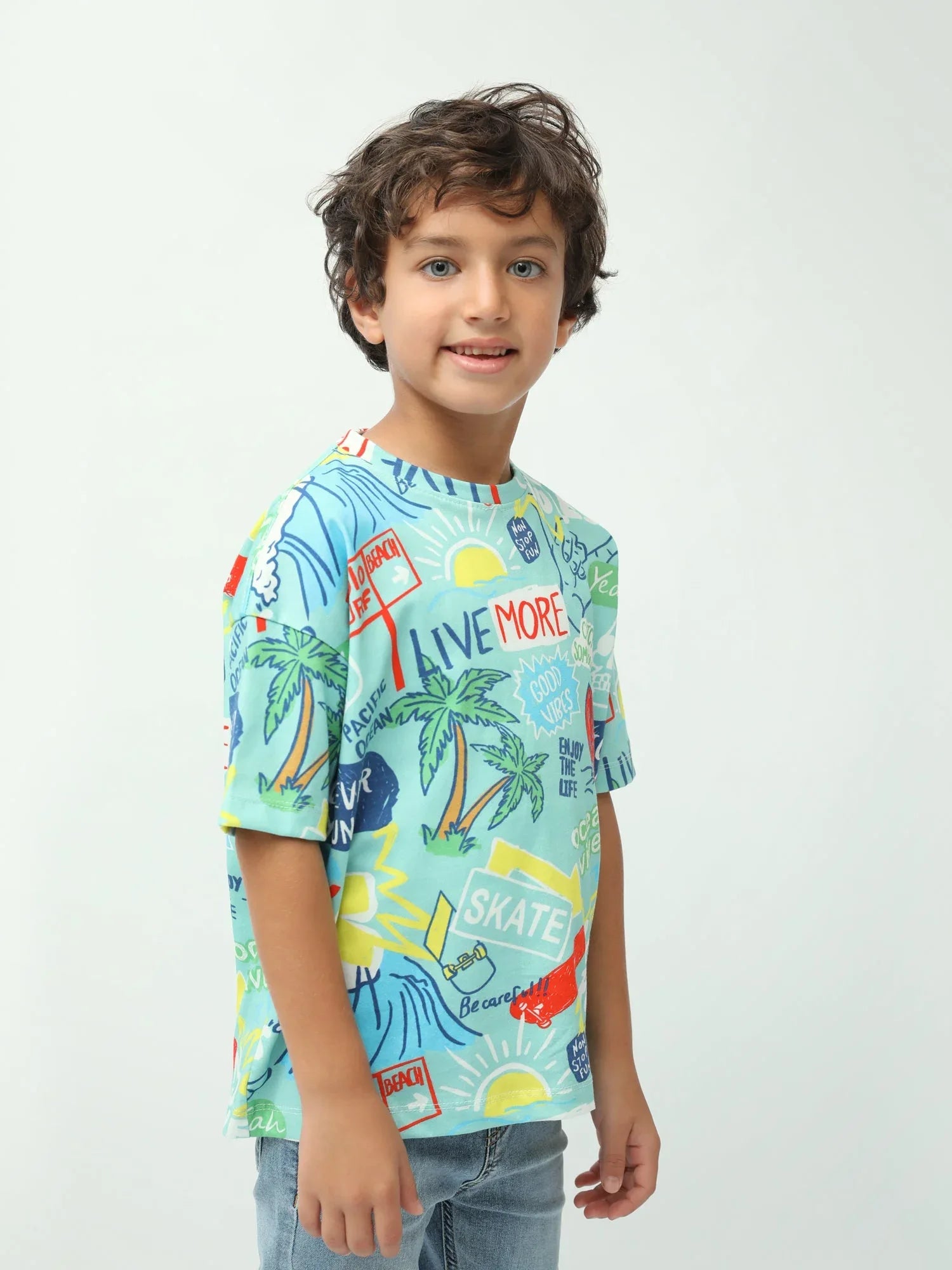 T-shirt garçon imprimé summer surf Live More – manches courtes – TSH24SARO75248MB1 - Justyol